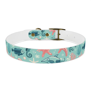 Sea Life Dog Collar — Aqua Fish & Coral Pattern for Pets