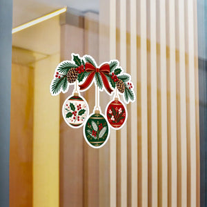 Christmas ornament wreath kiss-cut vinyl decal - home decor decals