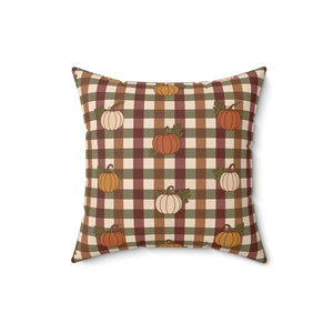 Autumn Pumpkin Plaid Pillow