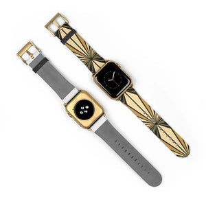Art deco sunburst watch band, geometric vintage apple strap - bands
