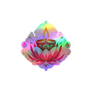 Lotus diya kiss-cut vinyl decal for diwali - home decor decals