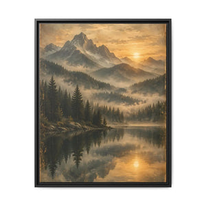 Framed canvas mountain lake sunset landscape wall art - printable