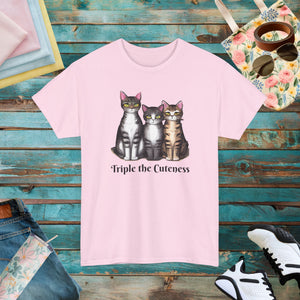 Three Cats, Triple the cuteness, Unisex Heavy Cotton Tee
