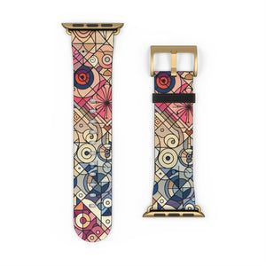 Geometric Floral Mosaic Watch Band – Colorful Vintage Art Pattern