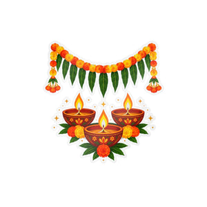 Diwali diyas and marigold toran kiss-cut vinyl decal - home decor decals