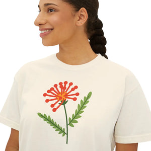 Dipaliz floral muscle tee flowy rolled cuffs cotton - t-shirts