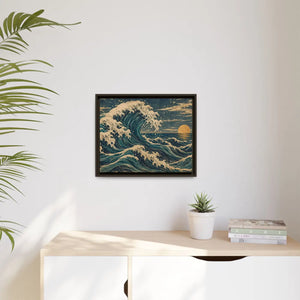 Framed canvas wall art vintage japanese great wave ocean print - printable
