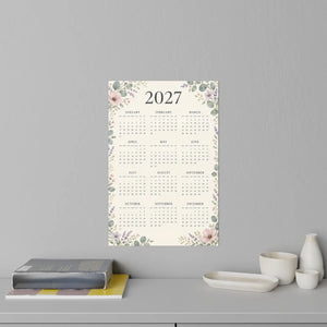 DipaliZ vintage floral wall calendar decal, adhesive backed, no hooks needed