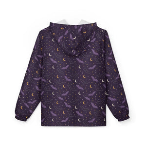 Celestial Night Windbreaker Jacket — Purple Moon & Stars AOP