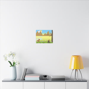 A scenery with a Squirrel and a Deer , Matte Canvas, Stretched, 0.75"