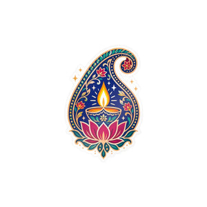 Paisley diya lotus kiss-cut vinyl decal - home decor decals