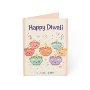 Personalized, Happy Diwali Greeting Cards — Cute Festival of Lights Cards (1/10/30/50 pcs)