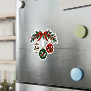 Christmas ornament wreath kiss-cut vinyl decal - home decor decals