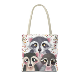 Three Racoons, All Over Print Tote Bag