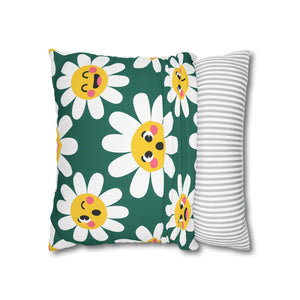 Emotive Daisy Throw Pillowcase — Cute Emoji Flower Decorative Pillow Cover