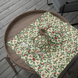 Holiday Holly Wrapping Paper Roll — Vintage Green & Red Mistletoe Pattern