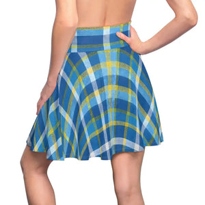 Blue Madras Skater Skirt - Island Inspired All Over Print - Dipaliz - Prints