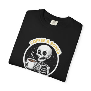 T-Shirt — "Coffee & Bones" Skeleton Coffee Graphic Tee