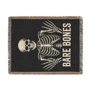 Skeleton gothic woven blanket from DipaliZ, offered in 54 by 70 and 60 by 80 inch sizes