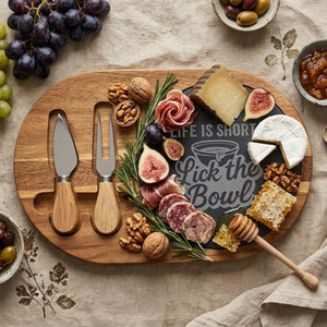 Life is short lick the bowl charcuterie board | engraved cheese slate - cutting boards