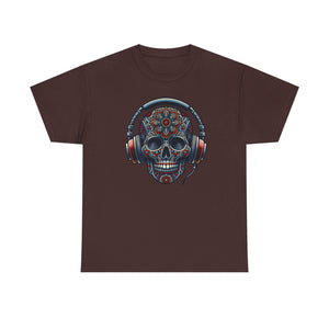 Skull with headphones, Unisex Heavy Cotton Tee