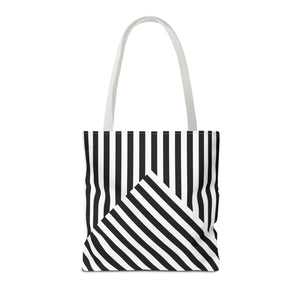 Black striped, AOP Tote Bag