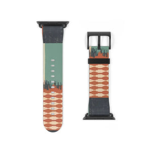 Boho Tie-Dye Watch Band – Green & Terracotta Patterned Apple Watch Strap