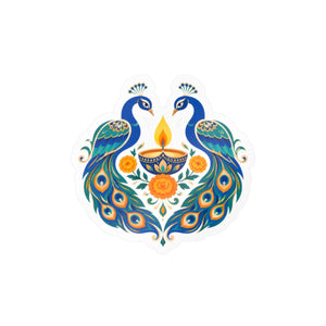 Peacock diya kiss-cut vinyl decal - home decor decals