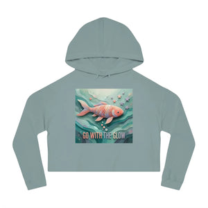 Go with the glow koi fish cropped hooded sweatshirt - sweatshirts