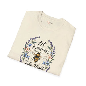Bee Floral T‑Shirt — "Let Kindness Take Flight" Inspirational Tee
