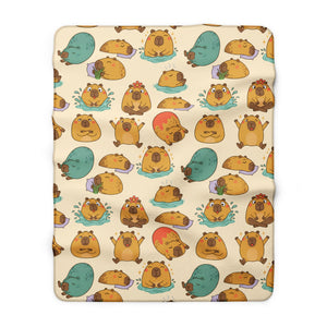 Cute capybara Sherpa Blanket – Cozy Animal Pattern Throw for Kids & Pet Lovers