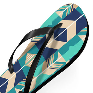 Geometric teal and navy flip flops - slippers