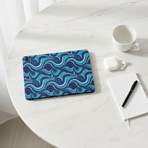 Ocean Wave Tablet Folio Case — Blue Swirl Protective Cover