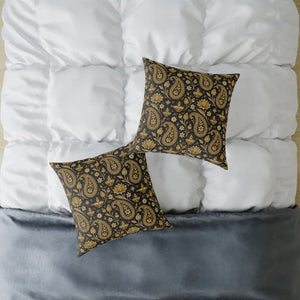 Vintage Black and Gold Paisley Pillow
