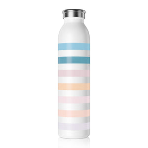 Colorful stripes in pastel colors, Slim Water Bottle
