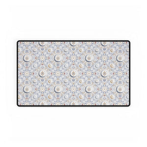Floral Moon Pattern Desk Mat — Large Decorative Mousepad for Home Office