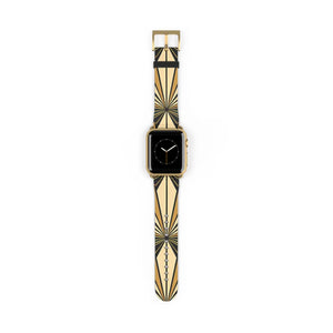 Art deco sunburst watch band, geometric vintage apple strap - bands