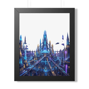 Dipaliz a futuristic city framed vertical poster - posters prints & visual artwork