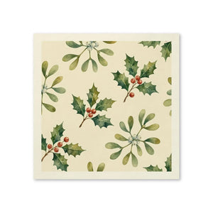 Holiday Holly & Mistletoe Napkins — Christmas Party Paper Napkins