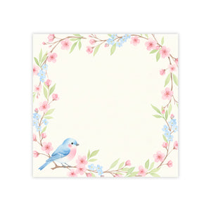 Floral Bluebird Post-it Note Pads — Spring Blossom Sticky Notes