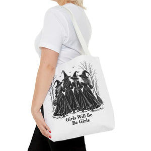 Witch Sisters Tote — “Girls Will Be Girls” Halloween Tote Bag