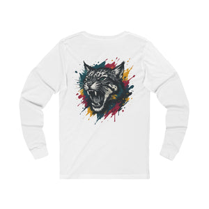 Wild cat with paint, Unisex Jersey Long Sleeve Tee