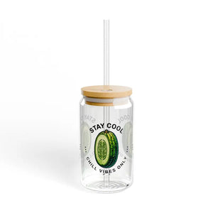 Stay Cool Cucumber Sipper Glass with Straw - Dipaliz - Tumblers