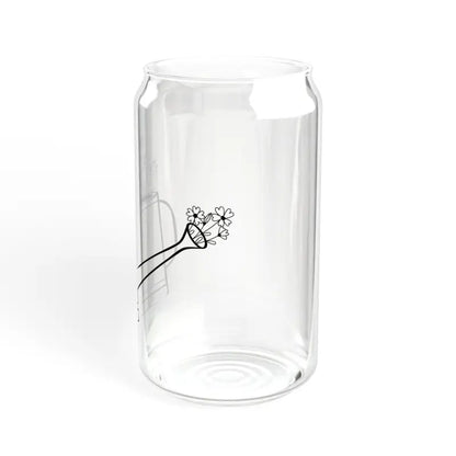 Sip in Style: 16oz Wildflower Glass with Bamboo Lid - Tumbler