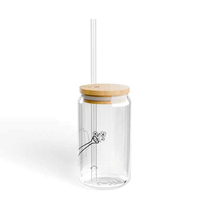 Sip in Style: 16oz Wildflower Glass with Bamboo Lid - Tumbler