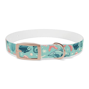 Sea Life Dog Collar — Aqua Fish & Coral Pattern for Pets