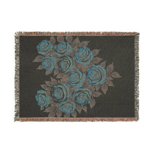 Woven Blanket — Vintage Rose Floral Throw Blanket (Pink & Teal Options)