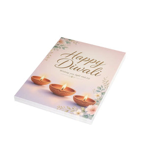 Happy diwali greeting card with diyas and floral design - cards