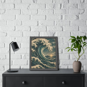 Framed ocean wave poster wall art - posters