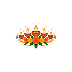 Diwali floral diyas kiss-cut vinyl decal - home decor decals